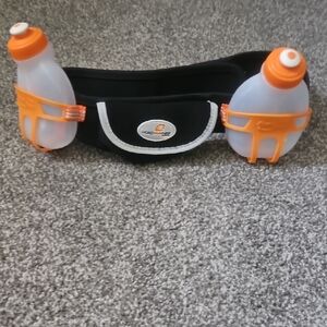 Orange and Black Running Belt with Water Bottles